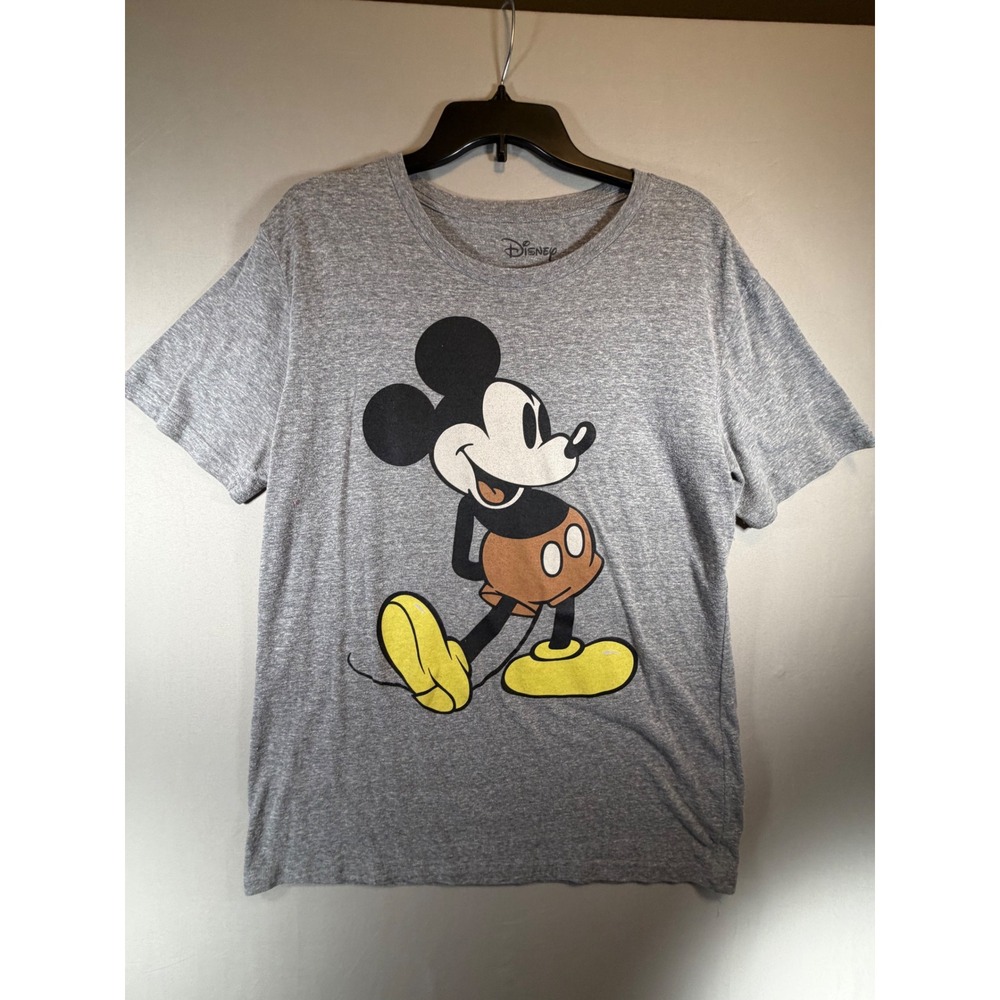 Disney Mickey Mouse Graphic T-Shirt Mens Large Heather Gray Short Sleeve Tee